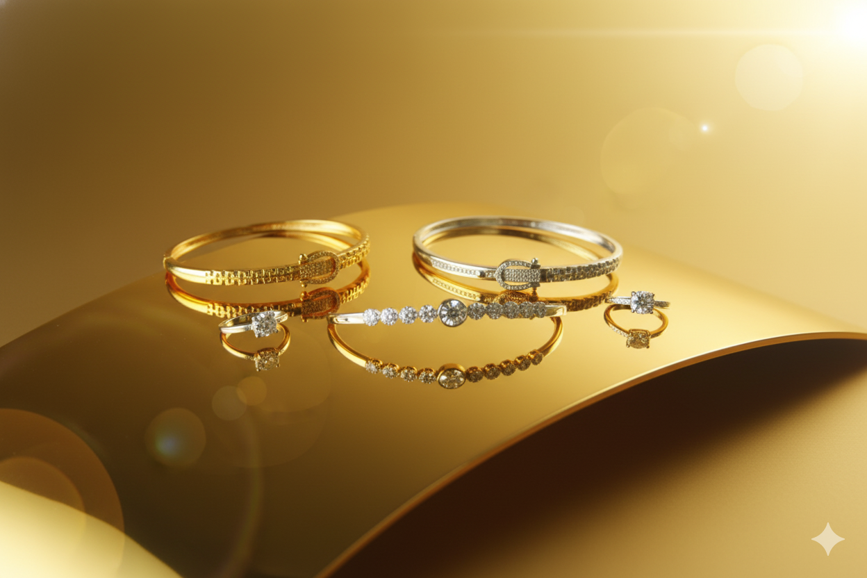 Stunning and elegant gold bangle and ring set.