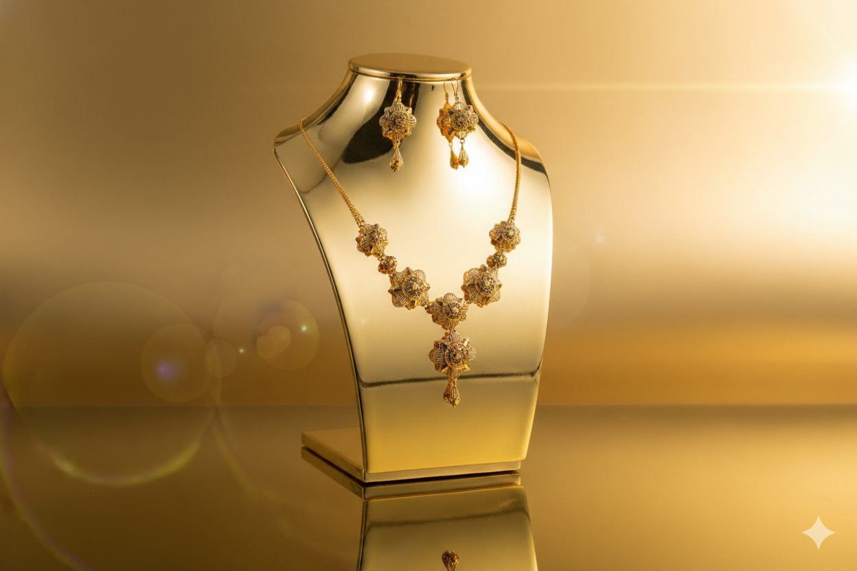 Temple-style aesthetic set,with a central floral motif.