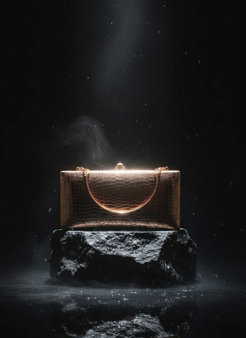 Sparkling crocs textured luxury clutch box