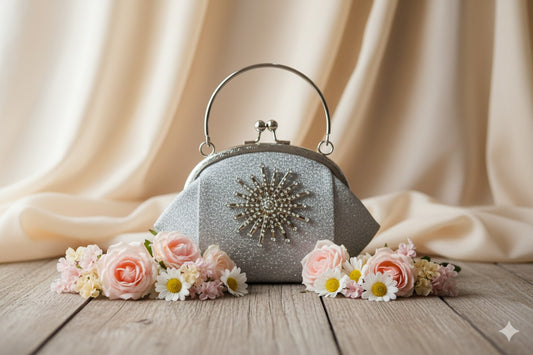 Elegant Silver Rhinestone Clutch Bag for Women