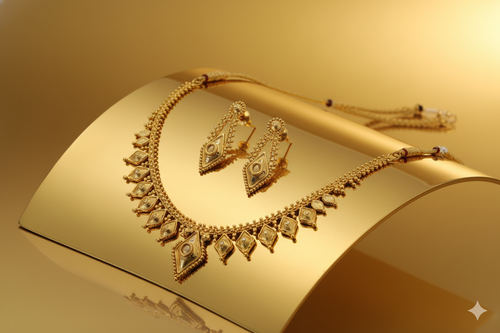 Gold plated Chokar Necklace and Earings.