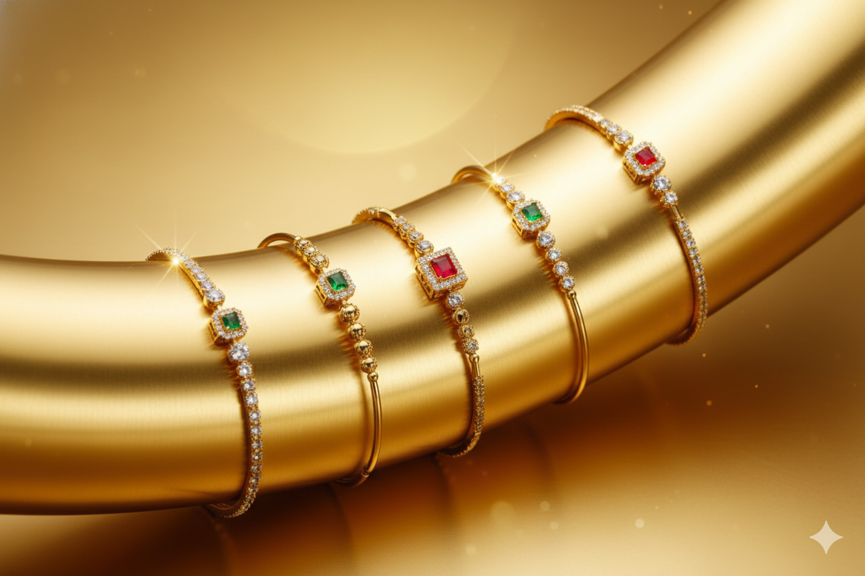 Decent and elegant bangles with various gemstones.