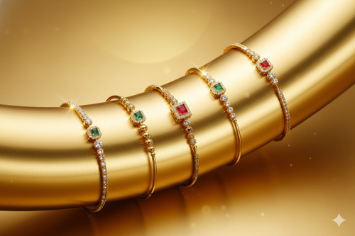 Decent and elegant bangles with various gemstones.