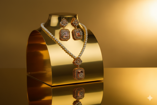 Tear Drop Pearl Necklace for festive occasions.