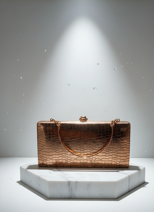 Sparkling crocs textured luxury clutch box