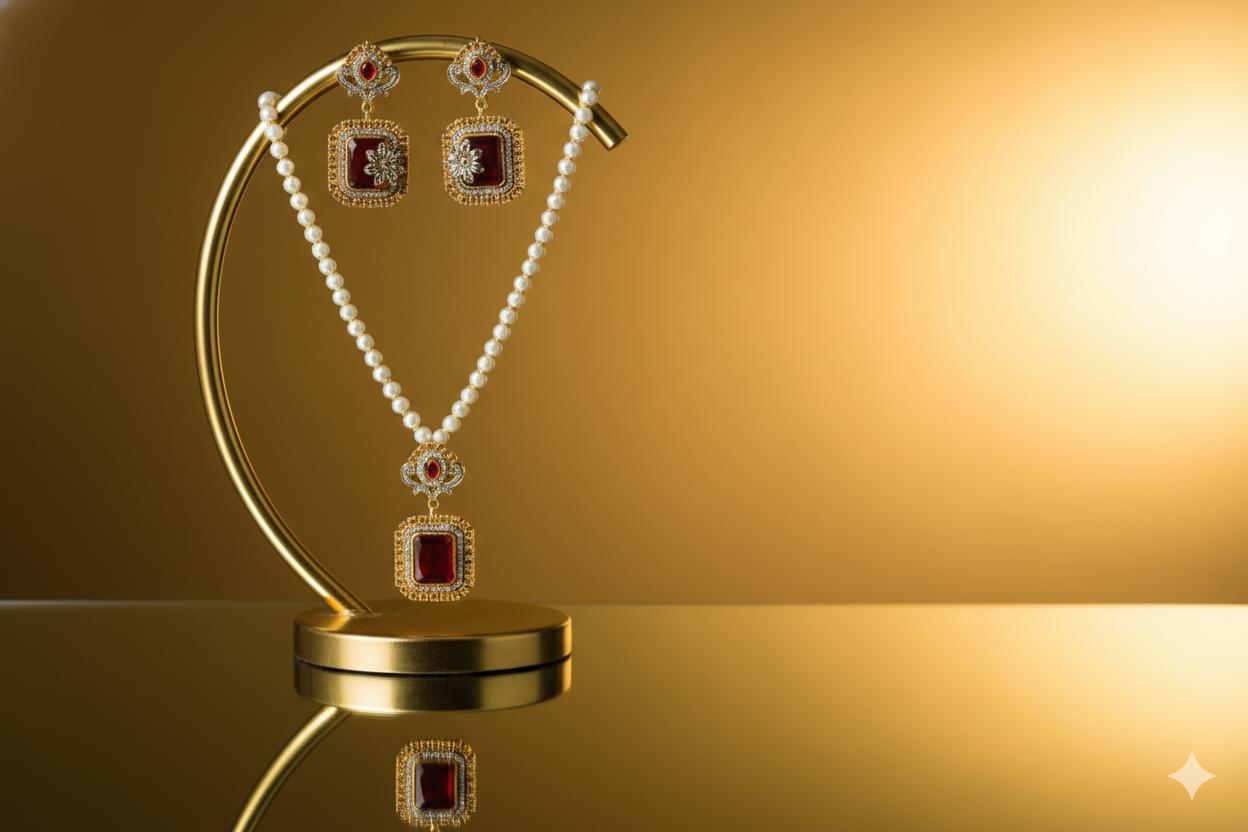 Tear Drop Pearl Necklace for festive occasions.