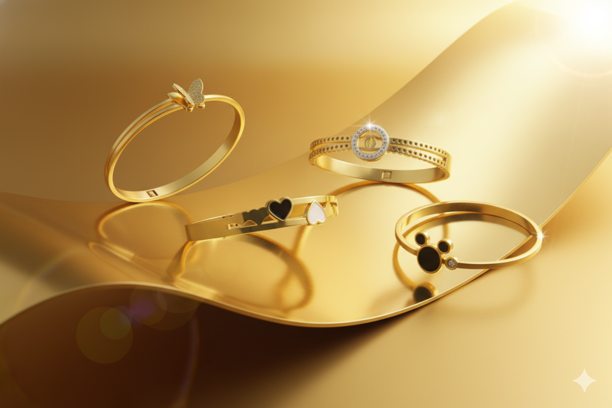 Aesthetic and elegant gold-toned hand cuffs.