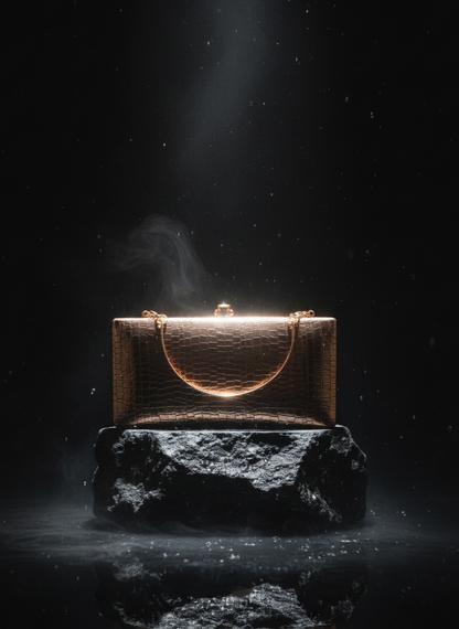 Sparkling crocs textured luxury clutch box